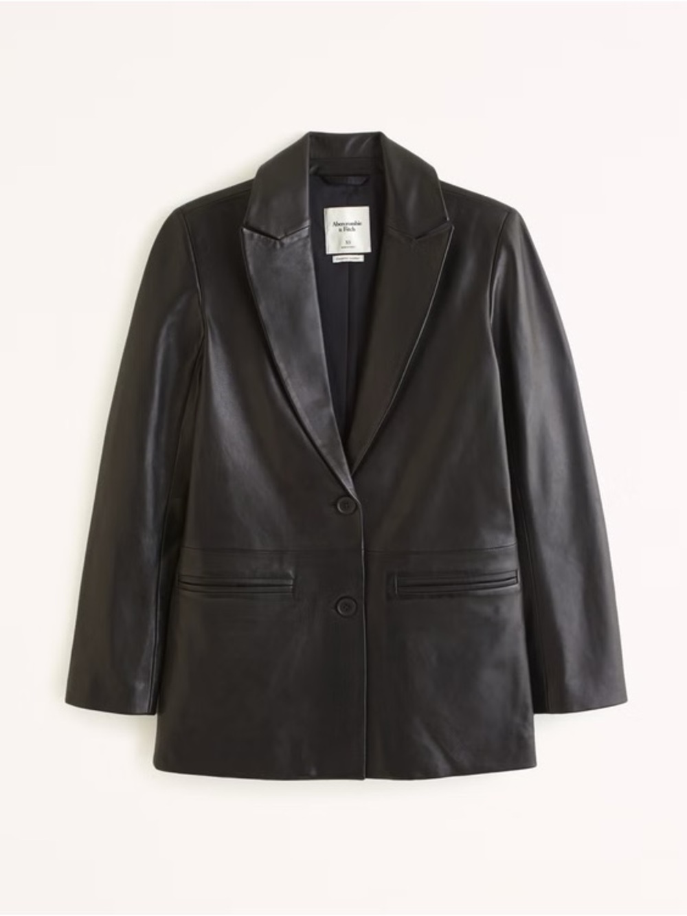 Abercrombie & Fitch Black Leather Two-Button Blazer